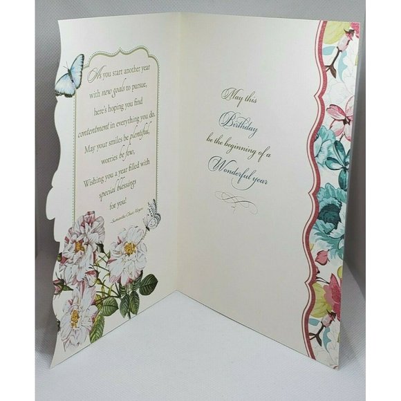Warm Birthday Wishes Thoughts & Inspiration Floral Blue Butterfly Greeting Card - Picture 7 of 11